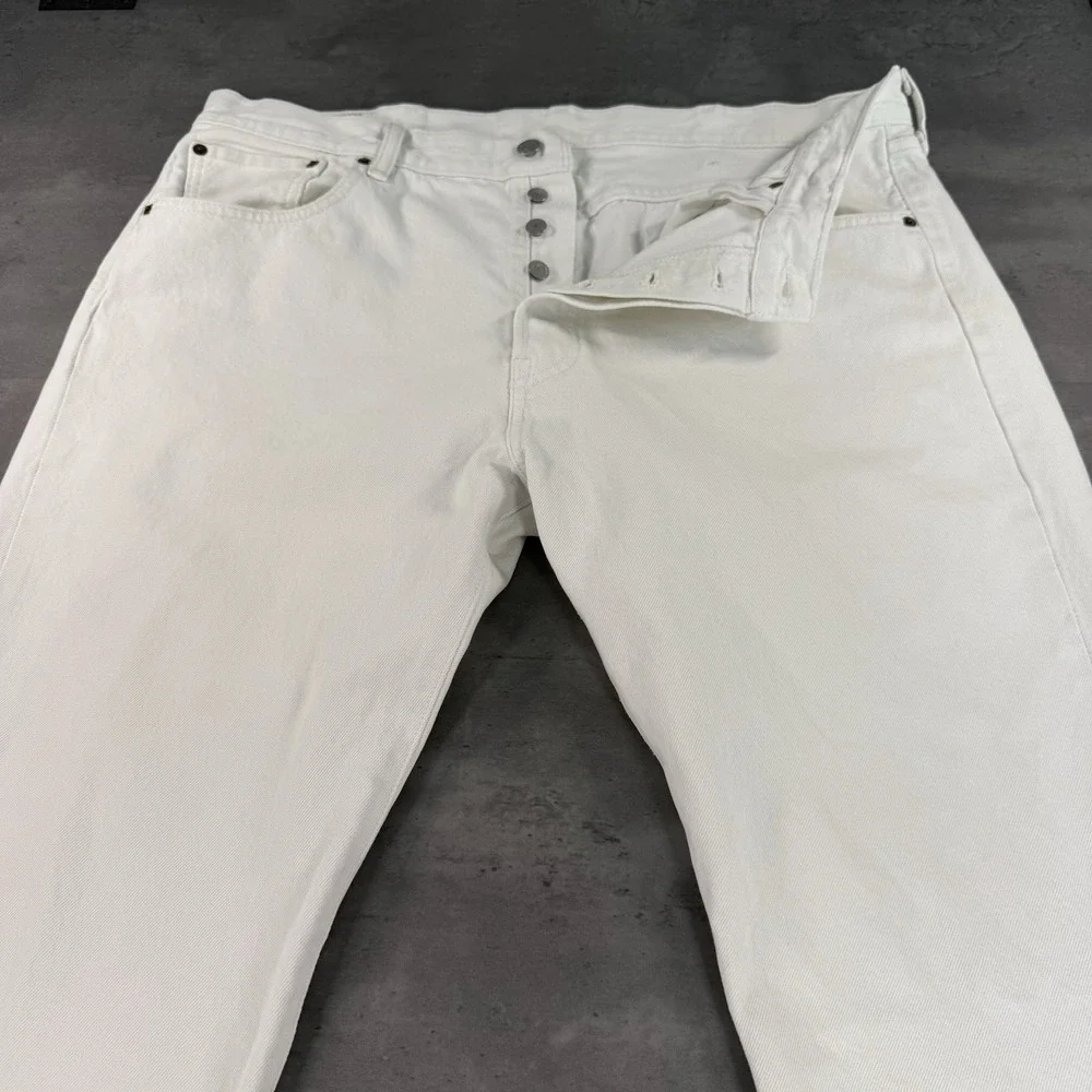Vintage 90s Levi's 501 XX Jean‎ 38x32 Buttonfly White Denim Western Pants Baggy